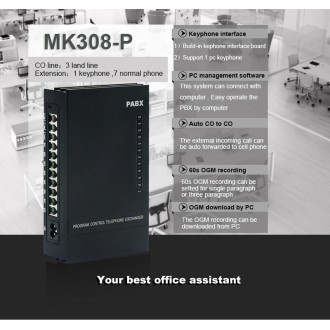 Excelltel MK308-USB Τηλεφωνικό κέντρο 3 γραμμές PSTN 8 εσωτερικές Day/Night