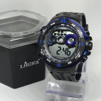 Ρολόι χειρός SPORTS LASIKA W-H9012 Μαύρο με Μπλέ λεπτομέριες