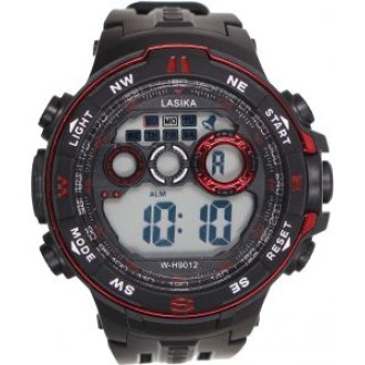 Ρολόι χειρός SPORTS LASIKA W-H9012 Μαύρο με κόκκινες λεπτομέριες
