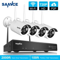 SANNCE 4CH 720P HD NVR Wireless Security System DVR with 4X Bullet Cameras