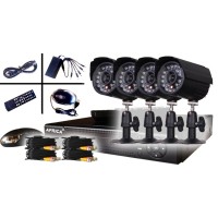 Πλήρες έγχρωμο σετ CCTV εποπτείας και καταγραφής με 4 Κάμερες