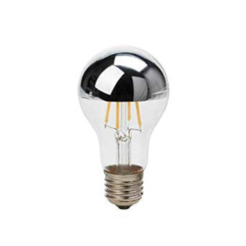 ΛΑΜΠΤΗΡΑΣ LED E27 4W FILAMENT HALF SILVER GLASS  Θερμού φωτισμού 2700K