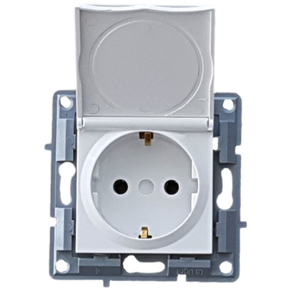 Πρίζα Σούκο με καπάκι Άσπρη