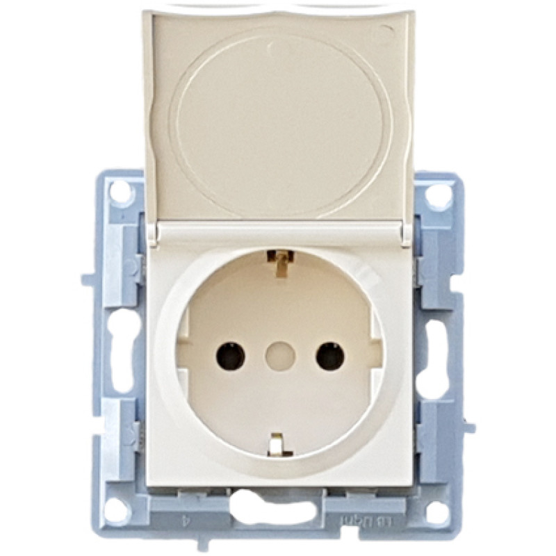 Πρίζα Σούκο με καπάκι Κρεμ