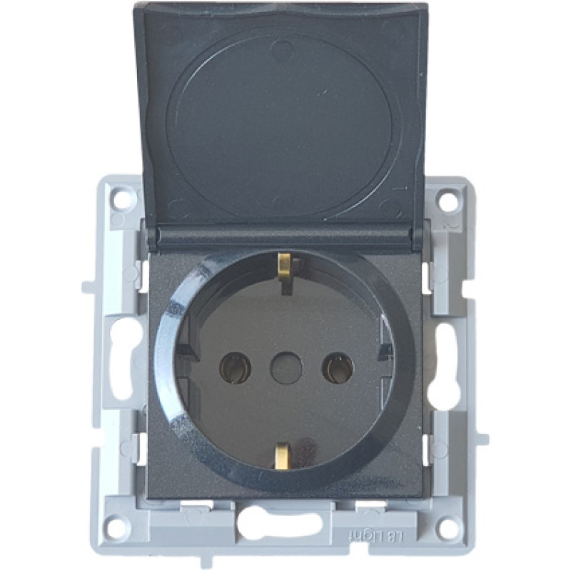 Πρίζα Σούκο με καπάκι Μαύρη