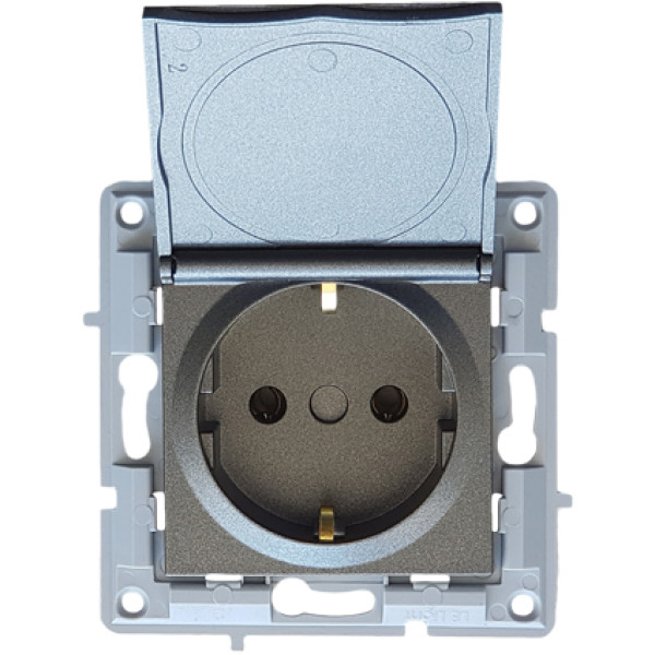 Πρίζα Σούκο με καπάκι Γραφίτη