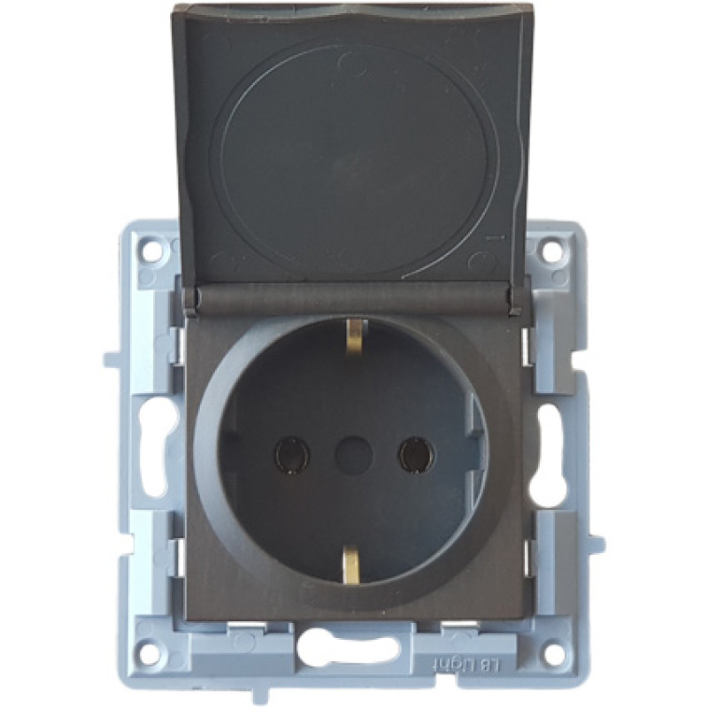 Πρίζα Σούκο με καπάκι Όψη ξύλου