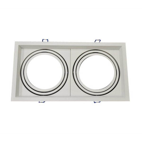 Βάση Σποτ Διπλή AR111 Τετράγωνο Κινητό Λευκή