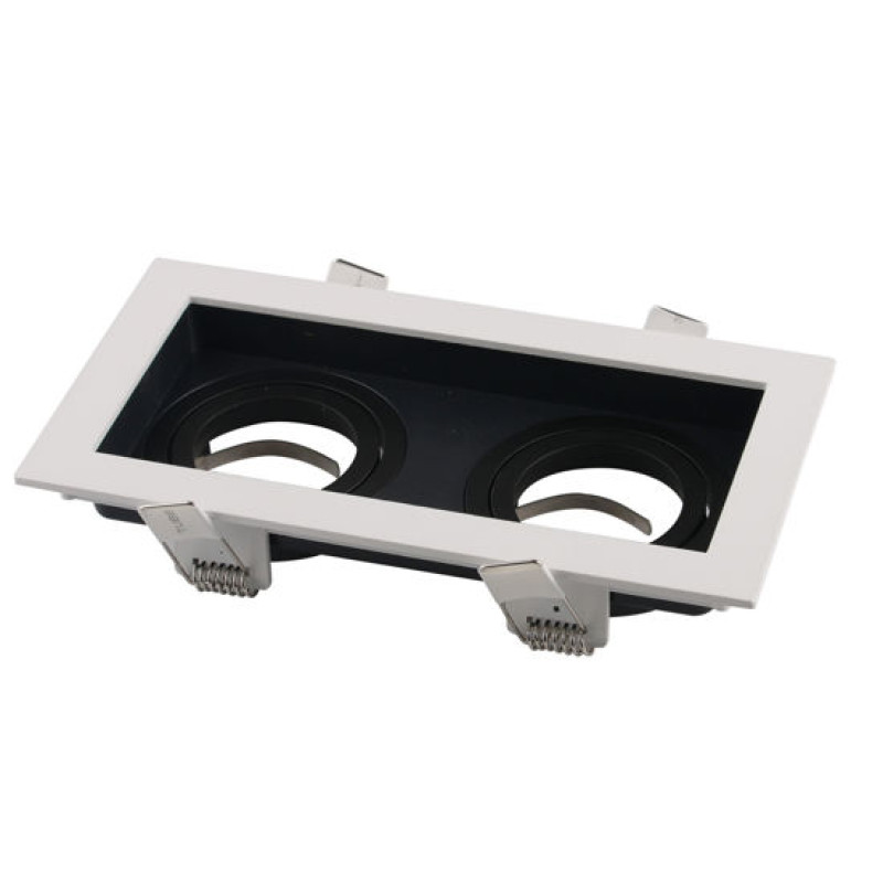 Βάση Σποτ Αλουμινίου Τετράγωνη 2xGU10 Max 35W Λευκή/Μαύρη