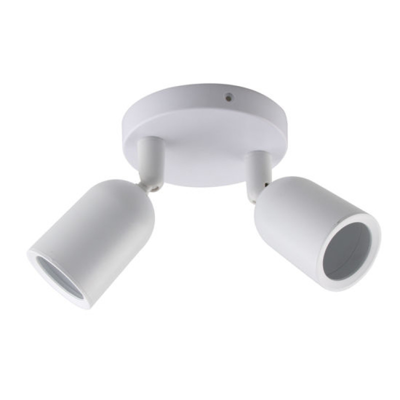Βάση Σποτ Οροφής Πλαστική 2xGU10 Λευκή