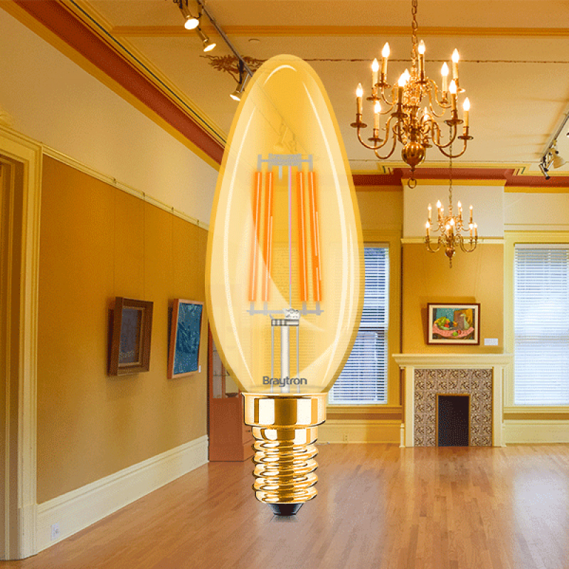 ΛΑΜΠΤΗΡΑΣ LED DIMMABLE  E14 4W FILAMENT C35 2200K BRAYTRON 