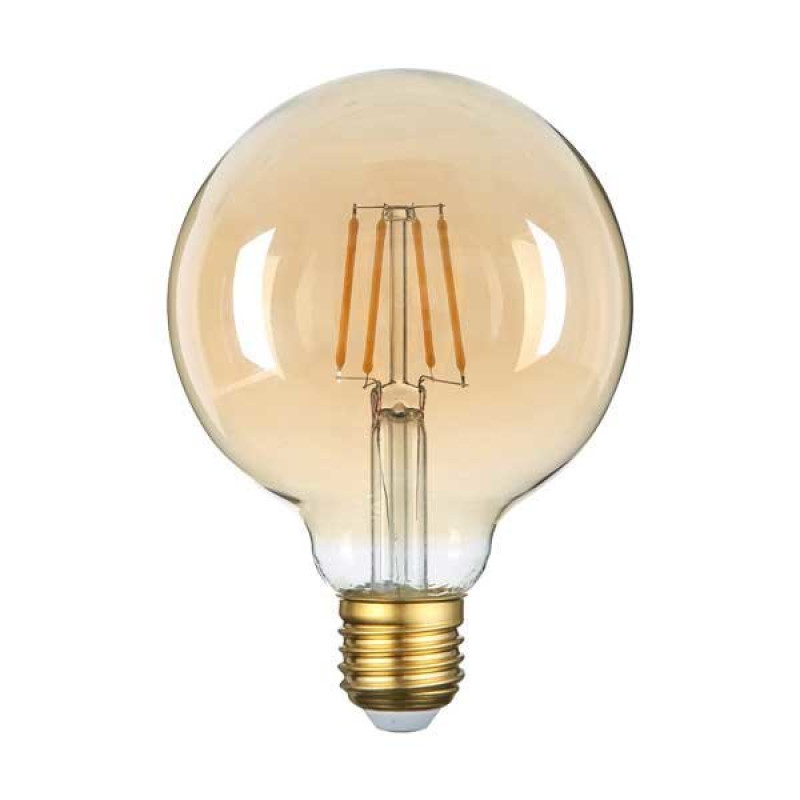 ΛΑΜΠΤΗΡΑΣ LED E27 G95 4W FILAMENT Θερμού Φωτισμού 2700k GOLDEN