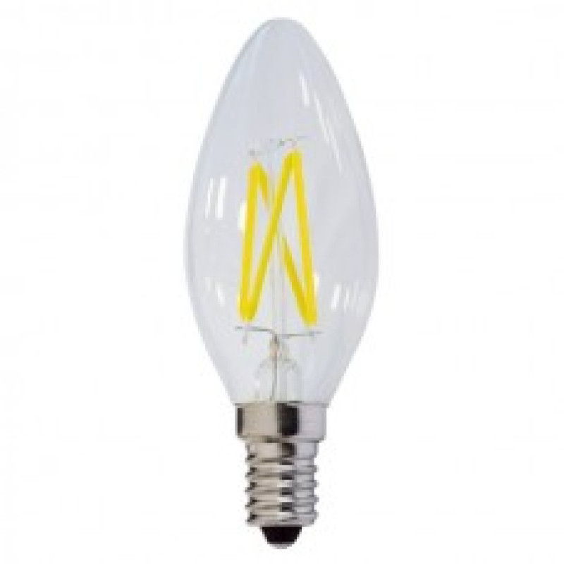ΛΑΜΠΤΗΡΑΣ LED E14 4W FILAMENT C35  Θερμού Φωτισμού 2700k