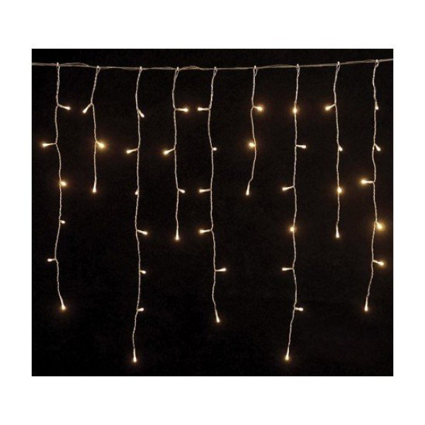 104 Λαμπάκια LED Θερμό ,βροχή 3*0,6*0,4*0,3 ασύμμετρη  Διάφανο Καλώδιο Ρεύματος, με επέκταση