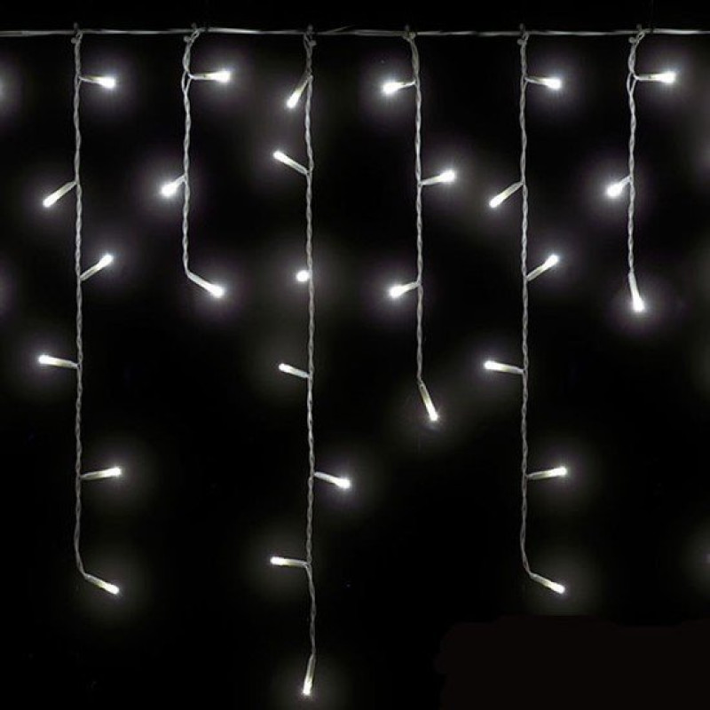 104 Λαμπάκια LED Ψυχρό ,βροχή 3*0,6*0,4*0,3 ασύμμετρη  Διάφανο Καλώδιο Ρεύματος, με επέκταση