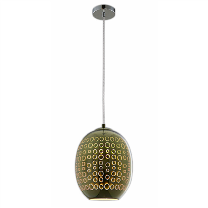 Φωτιστικό 3D Οβάλ από Γυαλί Χρώμιο με Κύκλους D220