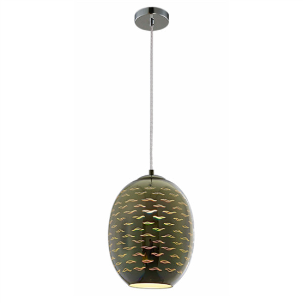 Φωτιστικό 3D Οβάλ από Γυαλί Χρώμιο με Γλάρους D220