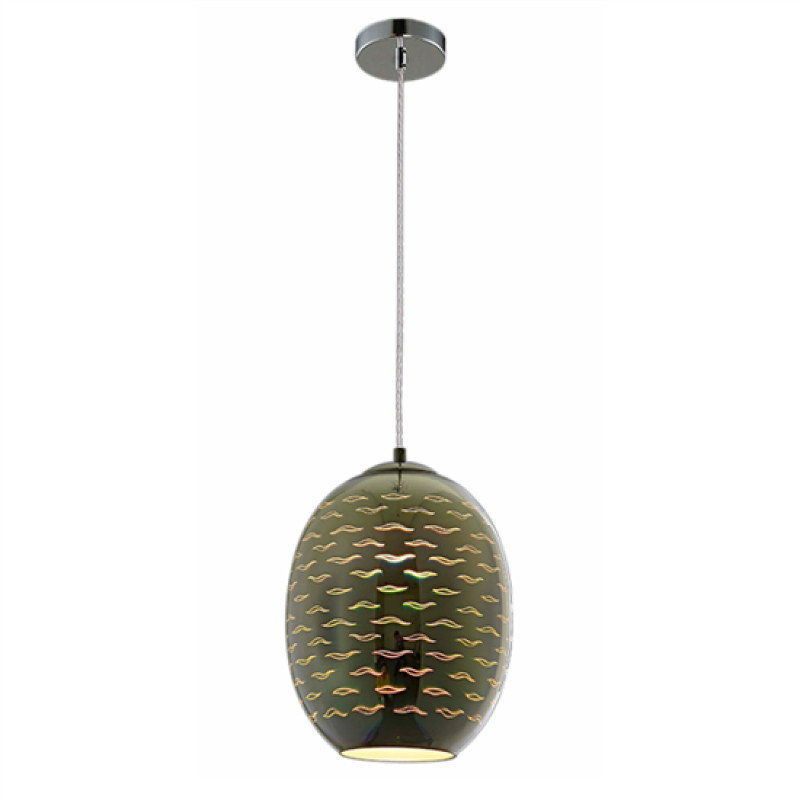 Φωτιστικό 3D Οβάλ από Γυαλί Χρώμιο με Γλάρους D220