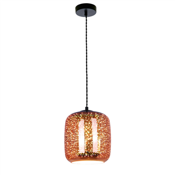 Φωτιστικό 3D Κύλινδρος από Γυαλί Χαλκό με Πυροτεχνήματα D200