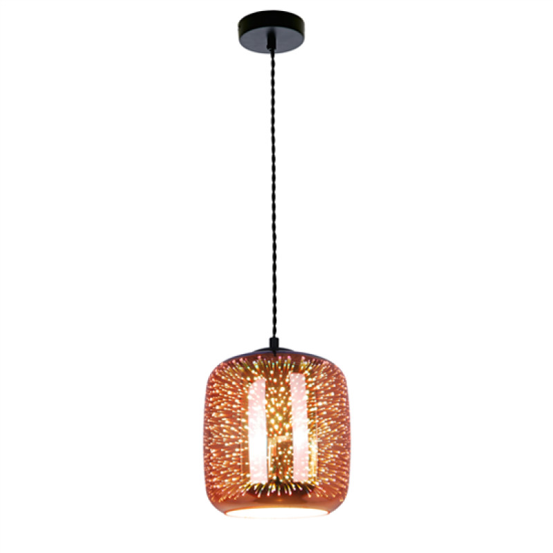 Φωτιστικό 3D Κύλινδρος από Γυαλί Χαλκό με Πυροτεχνήματα D200