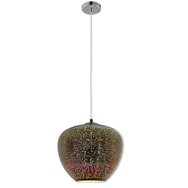 Φωτιστικό 3D Κρεμαστό από Γυαλί Χρώμιο με Πυροτεχνήματα D400